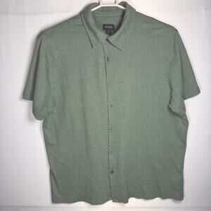 Buffalo David Bitton Men’s L Green Short Sleeve Textured Button Down 100%Cotton